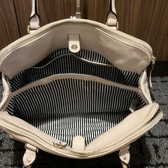 Kate Spade Ivory Pebble Leather Double Zip Work Tote - Picture 3 of 8